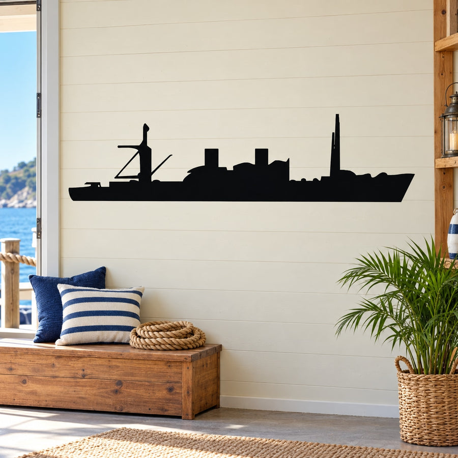 Cargo transport ship wall decal silhouette