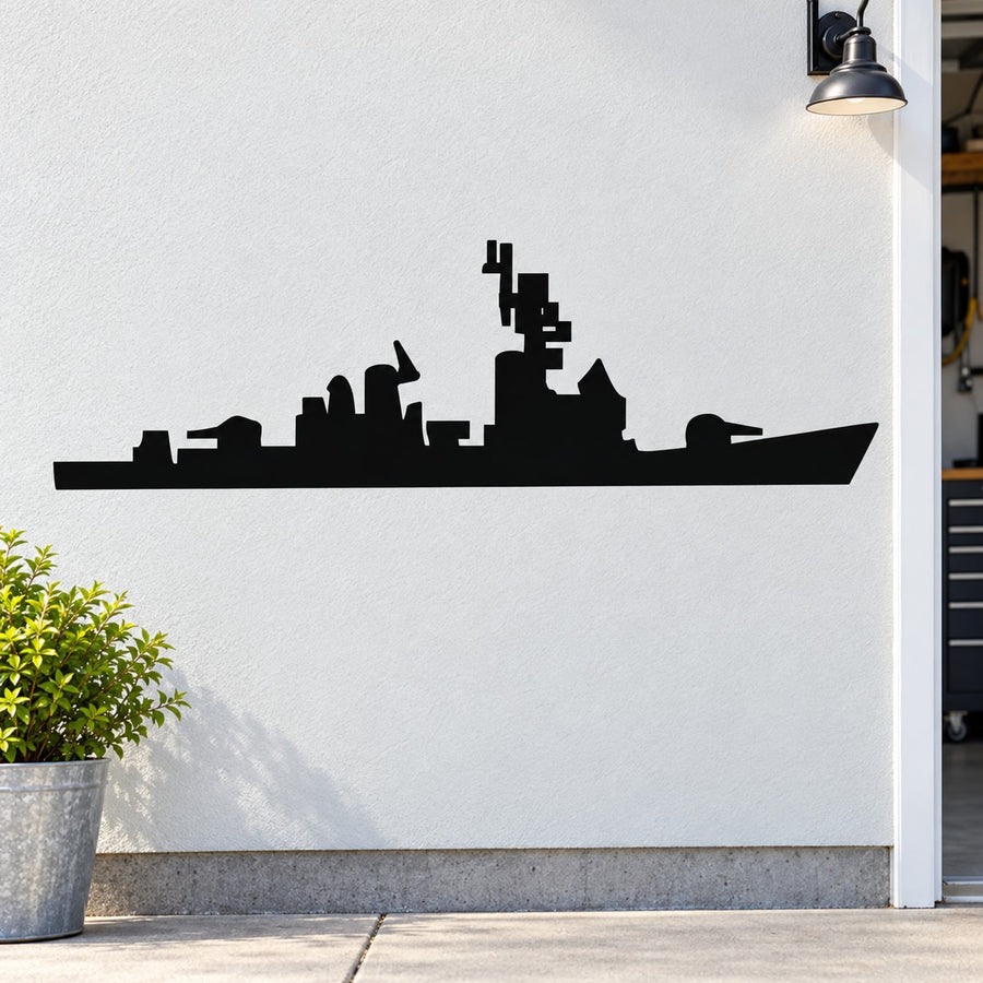 Black warship silhouette wall decal for USS Charles F Adams