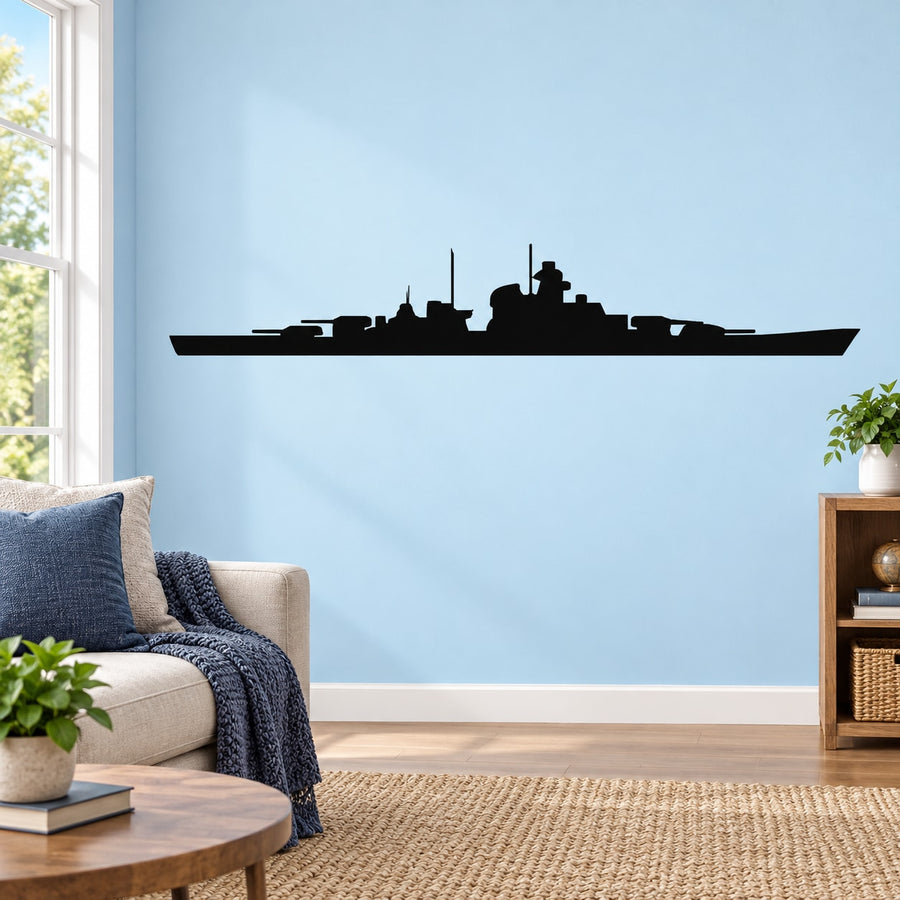 USS West Virginia ship silhouette wall decal, black