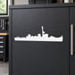 White ship silhouette decal with flag, minimalist vinyl design