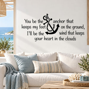 Black wall decal with anchor icon and motivational quote lettering