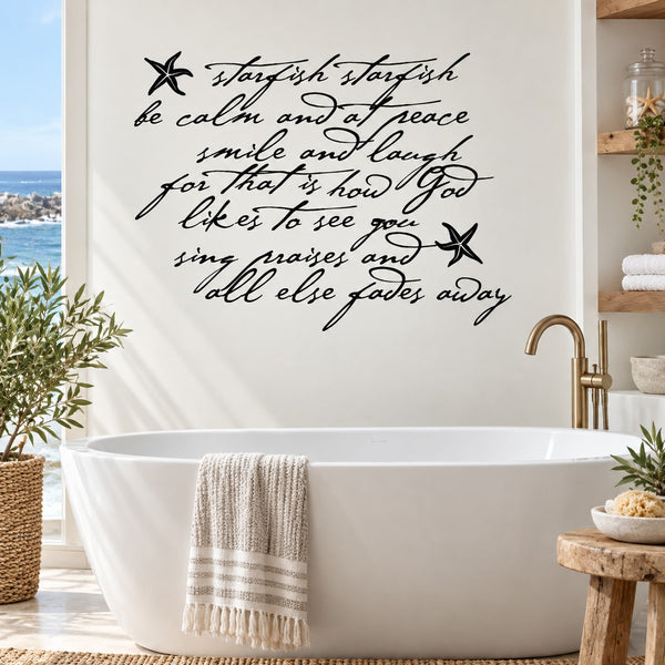 Starfish wall decal with calming quote and starfish icons