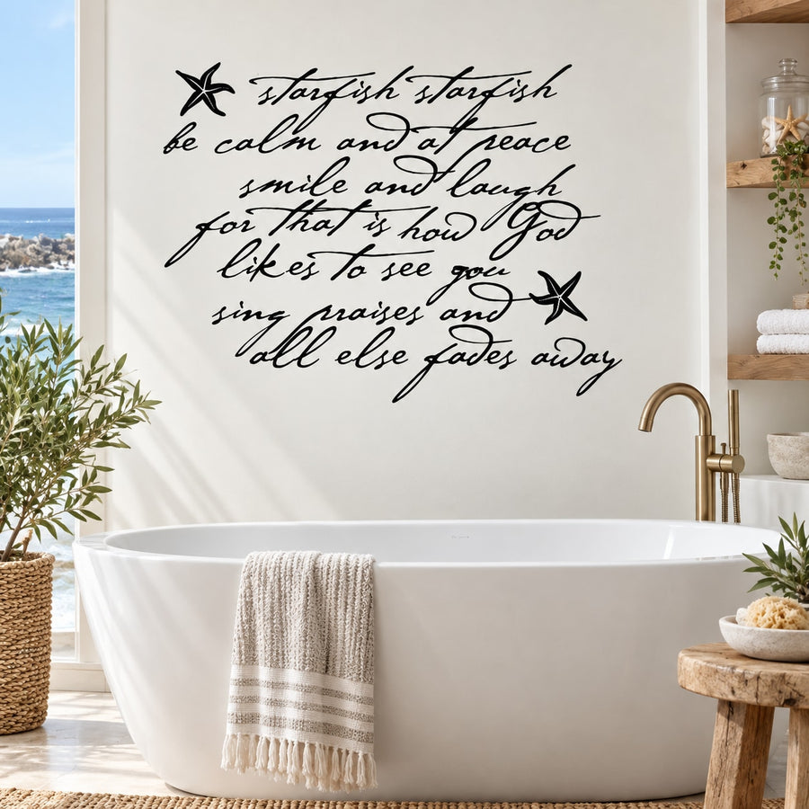 Starfish wall decal with calming quote and starfish icons