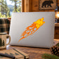 Orange flaming bear sticker decal on light background