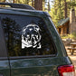 Bear head decal sticker with white design on a car rear window
