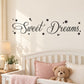 Sweet Dreams wall decal with cursive lettering and small star accents