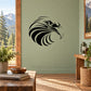 Intimidating eagle head decal, black profile graphic with detailed feathers