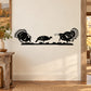 Turkey grazing field wall decal with three black silhouette birds