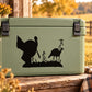 Turkey and hen field silhouette decal with grasses and small birds