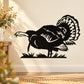 Black turkey wall decal silhouette with wings spread and detailed feathers
