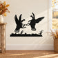 Turkey fighting wall decal with two black silhouetted birds and grass base.