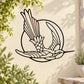 Hummingbird and moon wall decal in black line art