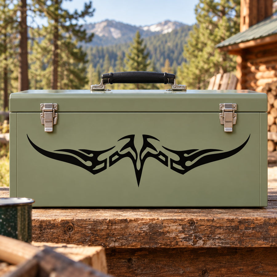 Black decal with downward swooping eagle wing design