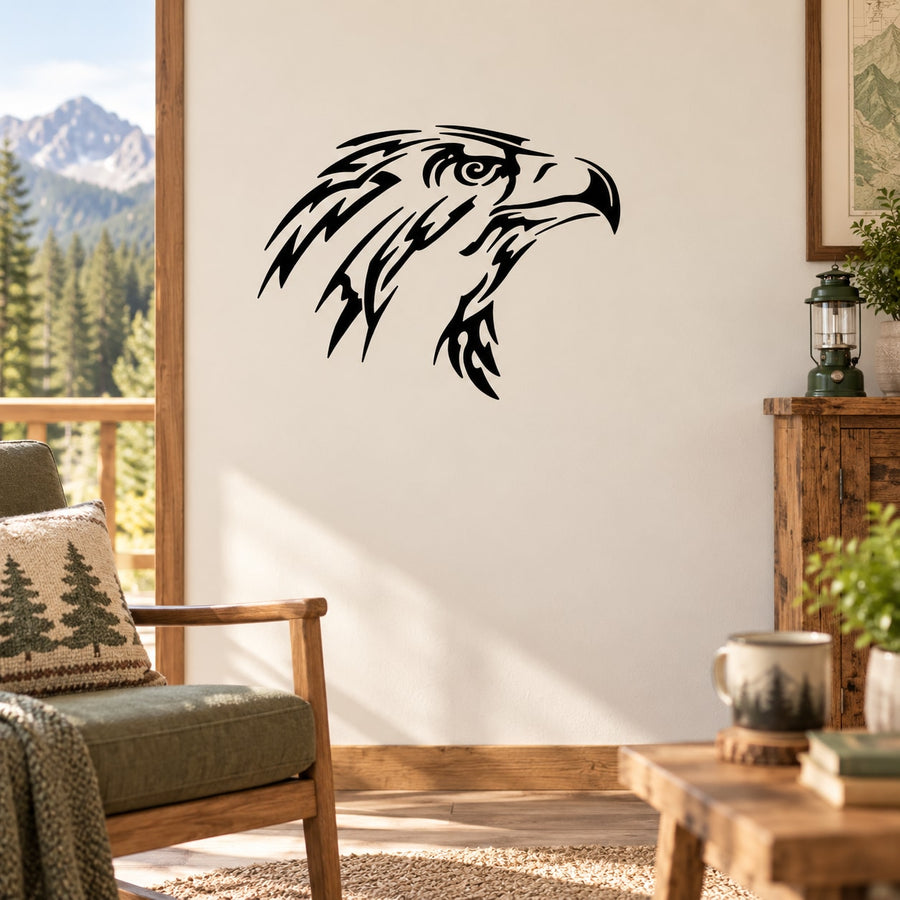 Eagle head decal with bold black American eagle face design