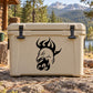 Scorching head decal: black stylized flaming head graphic with flames