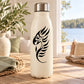 Cream water bottle with black tribal parrot decal