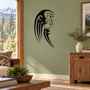 Black eagle head wall decal with wings and tail graphic