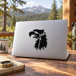 Black screaming eagle head decal sticker
