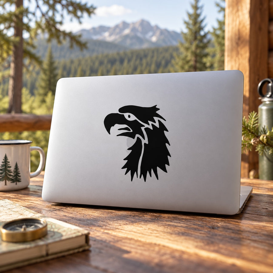 Black screaming eagle head decal sticker