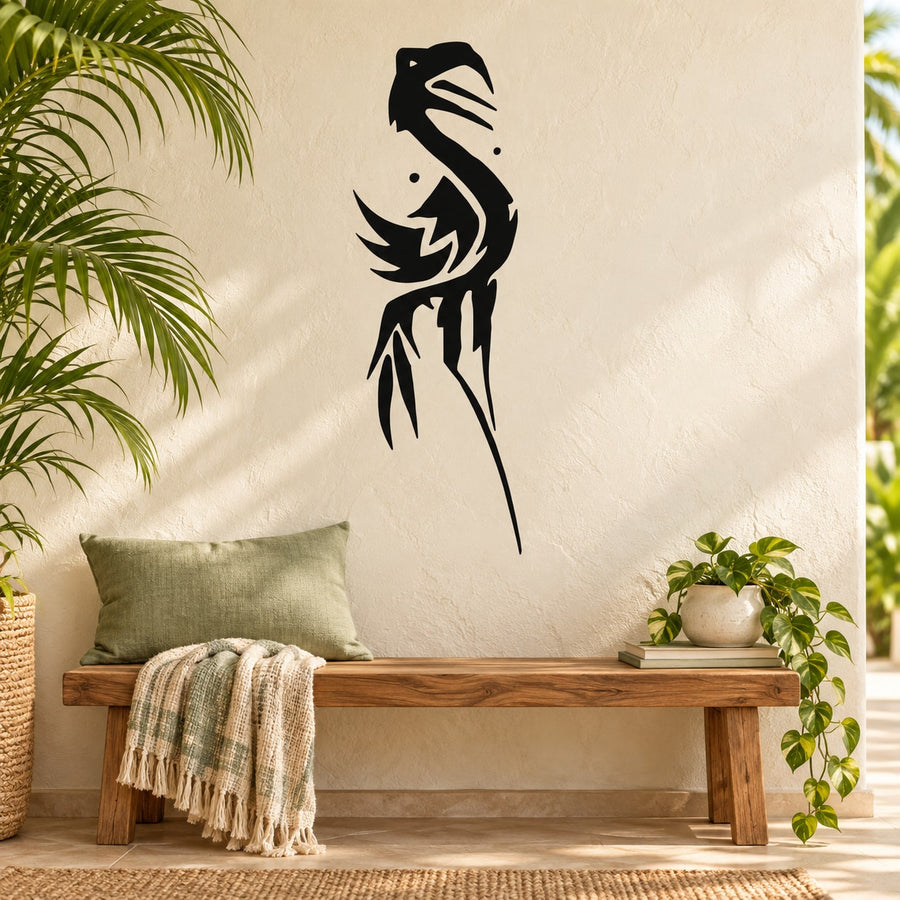 Black flamingo squawking wall decal