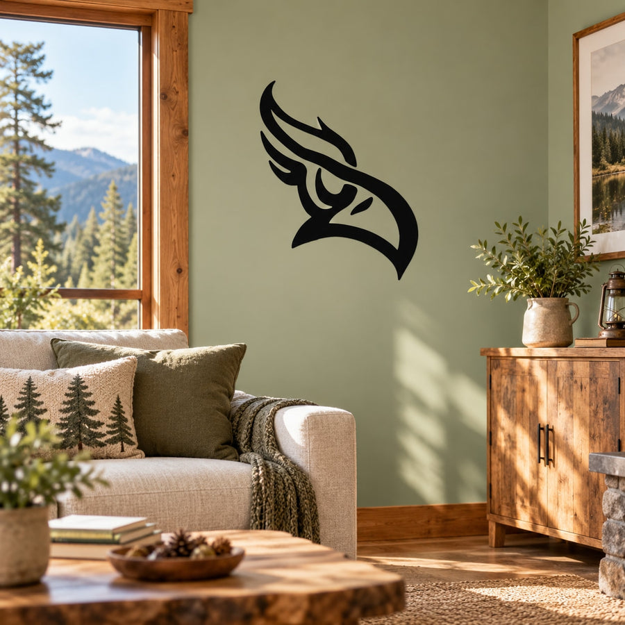 Tribal eagle head wall decal, black graphic design