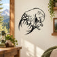 Macaw parrot wall decal in black-and-white line art