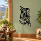 Textured eagle head decal, black and white tribal style, on a light wall