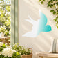 Sparrow silhouette gradient wall sticker in white with teal and blue accents