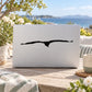 Black seagull in-flight vinyl decal with wings spread silhouette