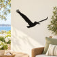 Soaring pelican silhouette wall decal, black bird graphic