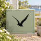 Ocean-themed seagull decal, black bird silhouette on a light green panel