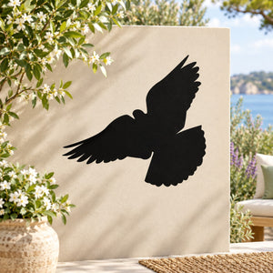 Black swooping hawk bird decal with wings spread