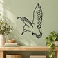 Hummingbird wall decal with outstretched wings, black line art