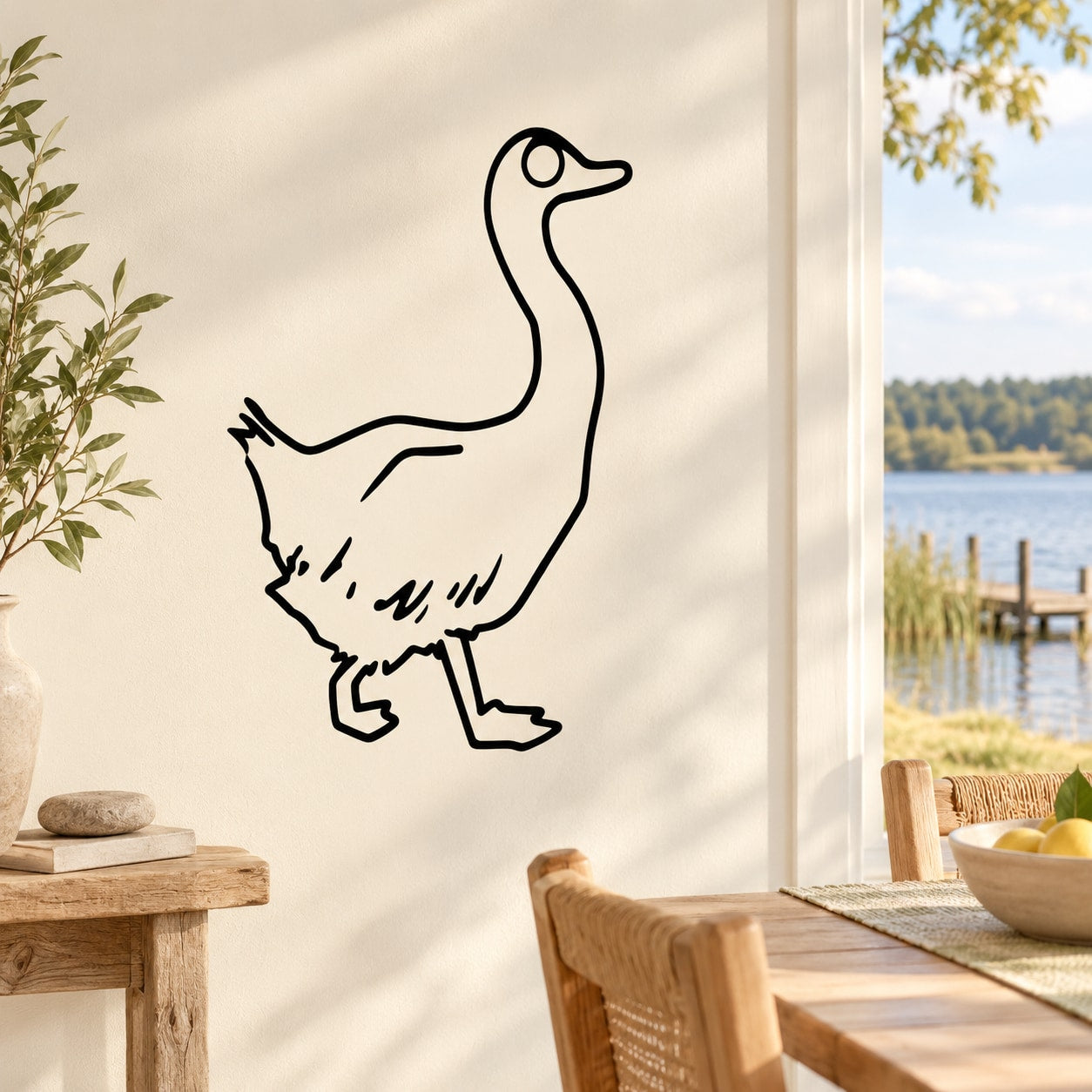 Black duck outline vinyl wall decal