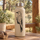 Woodpecker climbing decal, black woodpecker silhouette on light beige surface