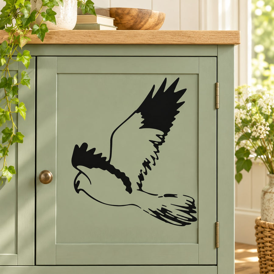 Observing falcon decal sticker with black silhouette