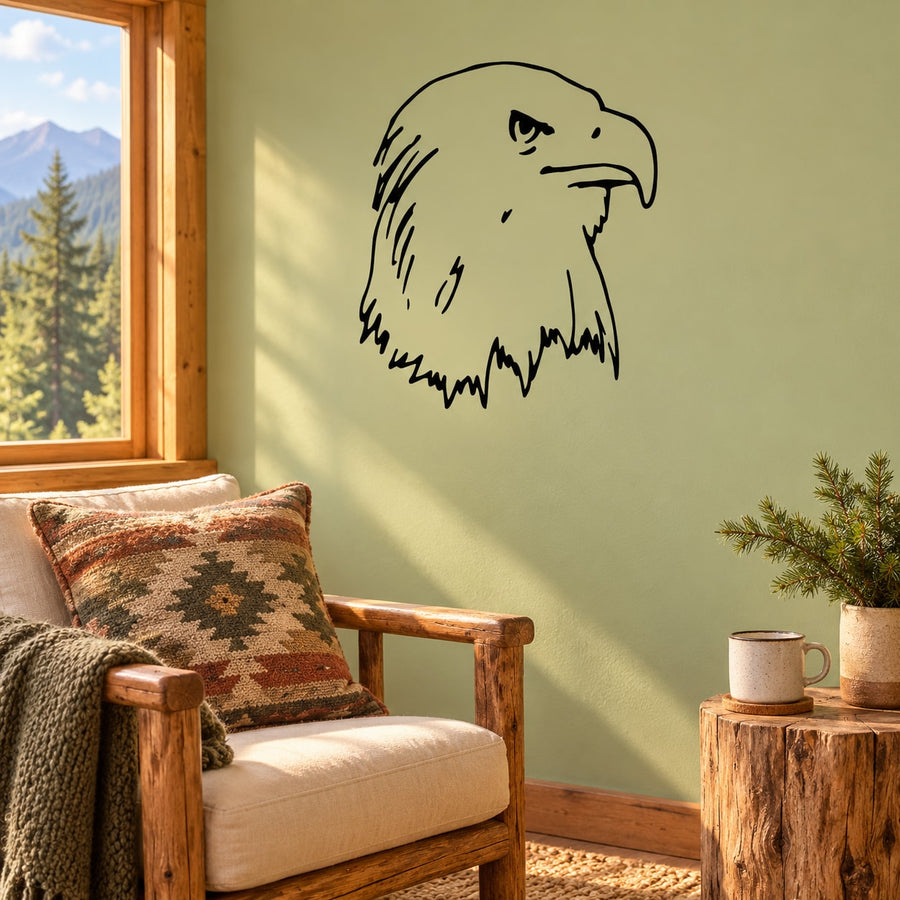 Eagle head wall decal with bold black outline