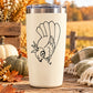 Kids turkey feeding decal, black outline turkey and hands graphic