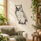 Watching owl vinyl wall decal with black outline and speckled details