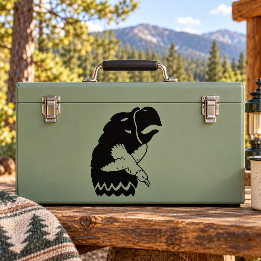 Native eagle decal: black eagle silhouette with feathered Native-style detailing