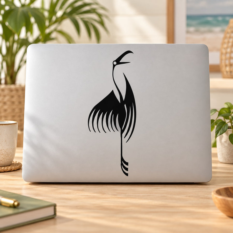 Black abstract flamingo vinyl decal sticker with minimalist silhouette