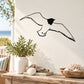 Black shore bird decal with scanning line-art design