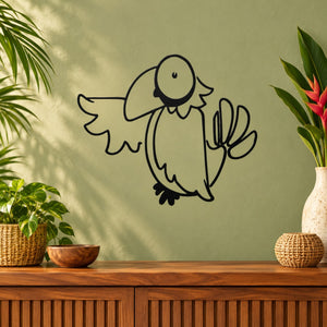 Cartoon surprised toucan wall decal with outlined bird, big eye, and open beak