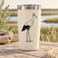Stork bird decal with black line-art on a white tumbler