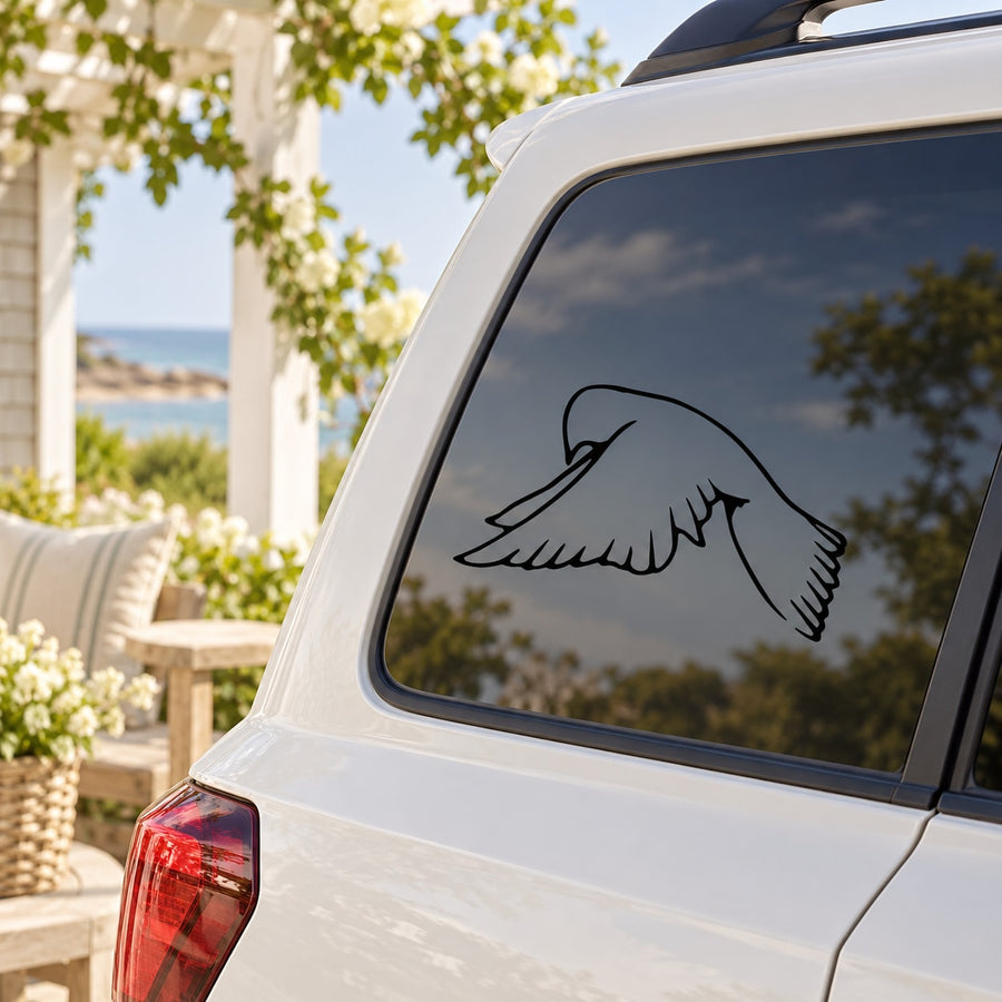 Black flying dove decal for car window