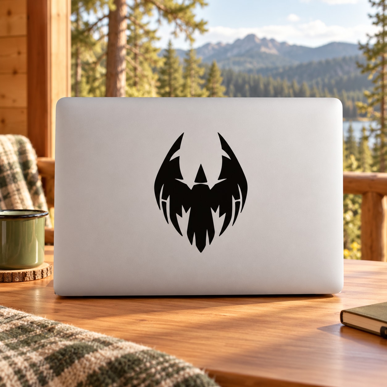 Black eagle emblem vinyl decal for laptop or gear