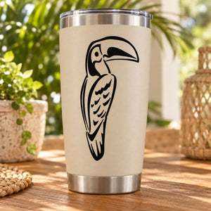 Insulated tumbler with black toucan decal
