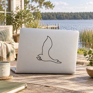 Duck wall decal vinyl sticker with black line-art flying duck