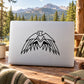 Geometric eagle decal, black geometric eagle graphic on white rectangle