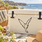 Black open dove wings decal on white cooler